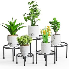 5-Pack Black Metal Plant Stand: Rustproof Flower Shelf Indoor and Outdoor, Durable Pot Stands for Living Room, Balcony, Patio, Garden, Office