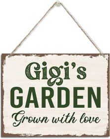 gigi's Garden Sign - Rustic Hanging Wood Plaque, Mother's Day & Birthday Gift Idea, Farmhouse Decor for Home, Garden, Yard, Balcony