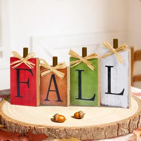 Fall Decorations for Home, Fall Thanksgiving Table Decor 4-PCS Vintage Wooden