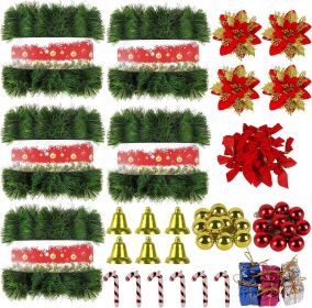 5 Pack 250FT Christmas Garland Flower for Christmas and Non-Lit Soft Greenery Holiday Decor for Outdoor Indoor Artificial Christmas Twist Garland