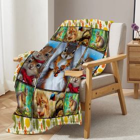 Leaves Squirrel Flannel Fleece Blanket for Girls Women Vintage Autumn Leaves Print Throw Blanket Soft Christmas Animal Squirrel Blankets Bed Thro (size: 75x100)